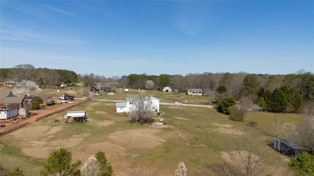 aerial view featuring a rural view