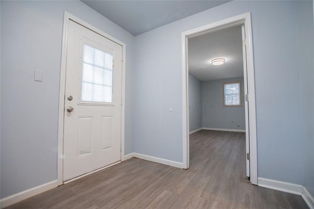 entryway with hardwood / wood-style floors