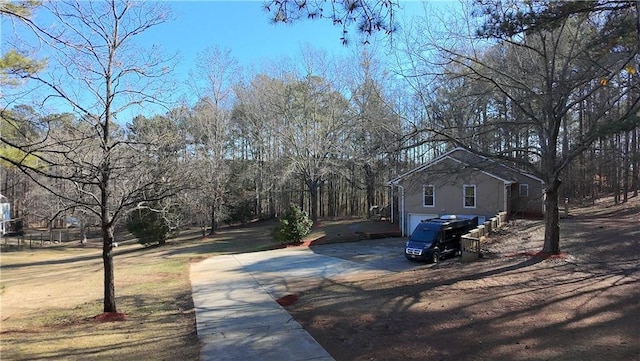 exterior space with a garage