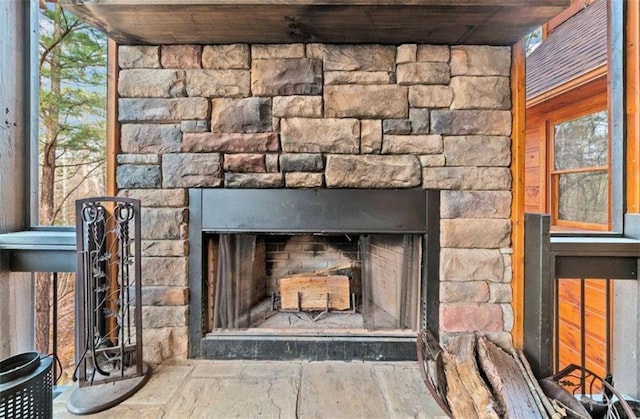 detailed view of a fireplace
