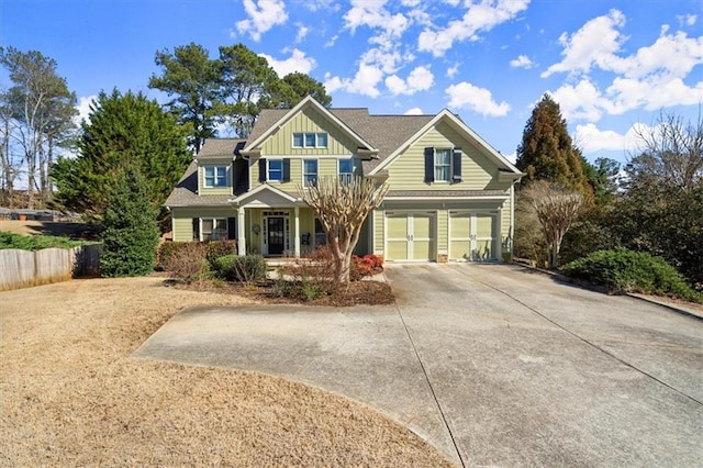 craftsman inspired home featuring a garage