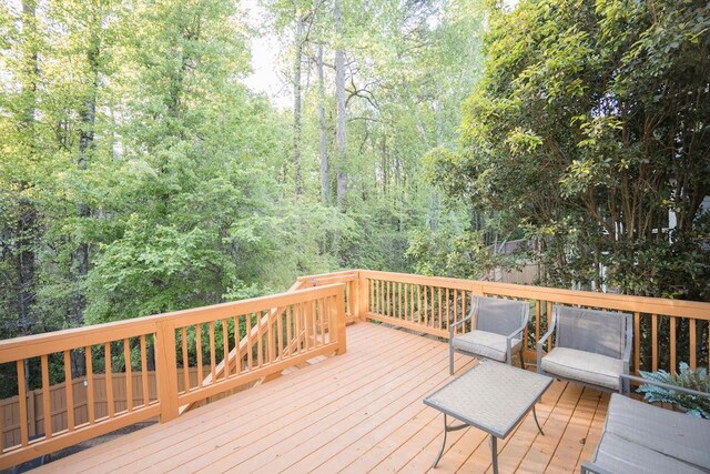2019 Chelton Way SE, Smyrna, GA 30080 - wooden terrace featuring a wooded view