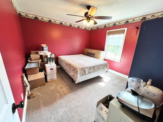 19 Magnolia Ct NE, Rydal, GA 30171 - carpeted bedroom featuring a textured ceiling and a ceiling fan