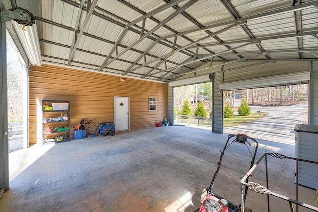 garage featuring metal wall