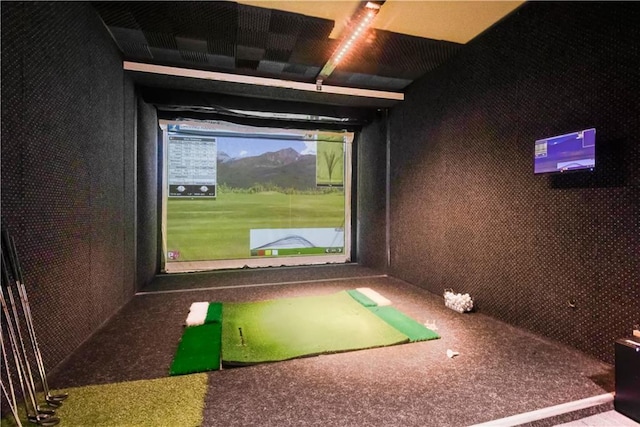 playroom featuring golf simulator