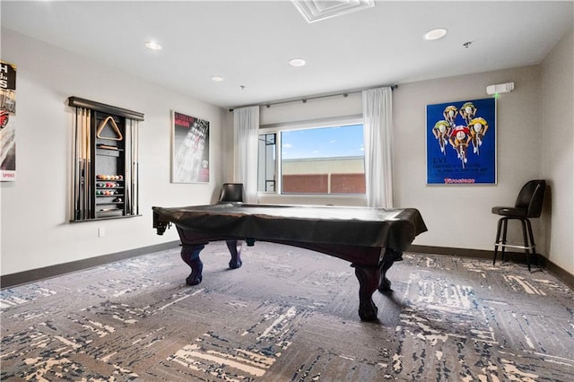 game room featuring pool table