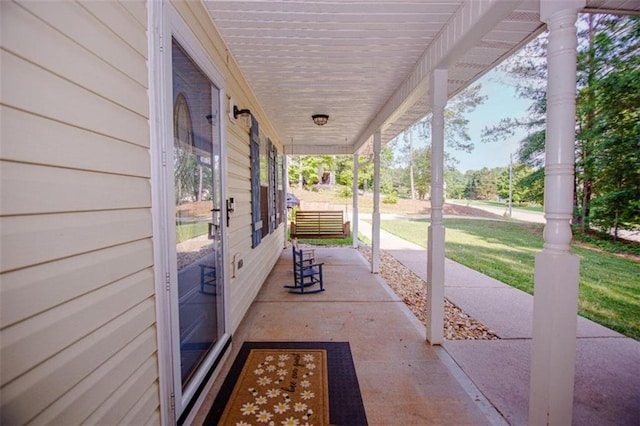 view of patio featuring covered porch