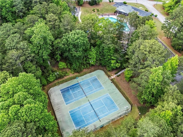 aerial view of a pool
