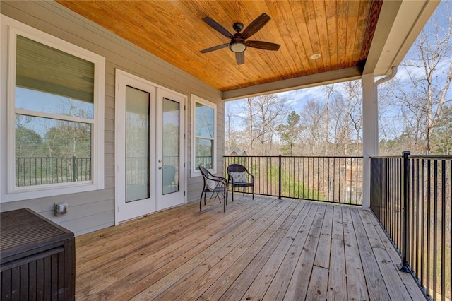 50 Quiet Cove Way, Monticello, GA 31064 - wooden terrace featuring french doors and ceiling fan
