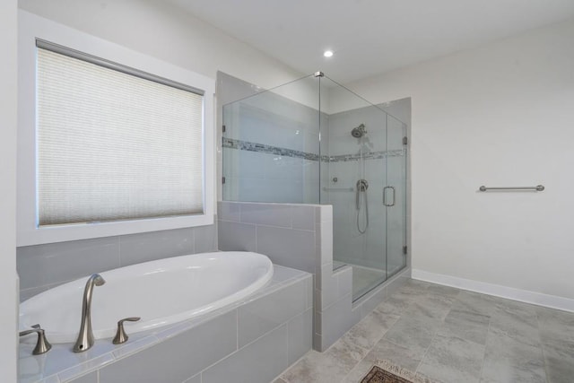 bathroom with plus walk in shower