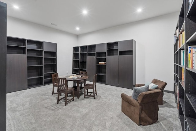 view of carpeted home office