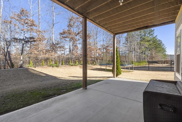 view of patio featuring a trampoline