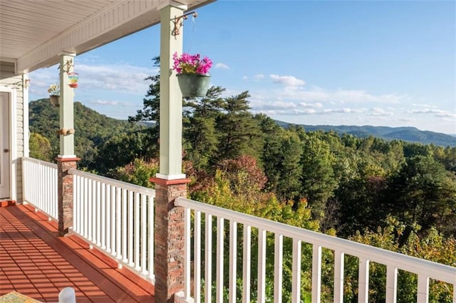 deck featuring a mountain view