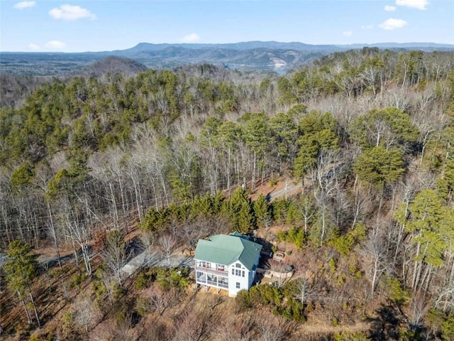 bird's eye view with a mountain view