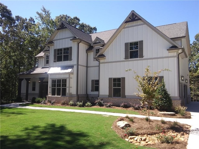 6355 Little Mill Rd, Gainesville, GA 30506 - view of front of home featuring a front yard, a shingled roof, and board and batten siding