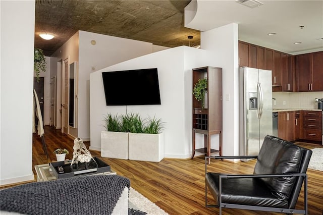 living room with wood-type flooring