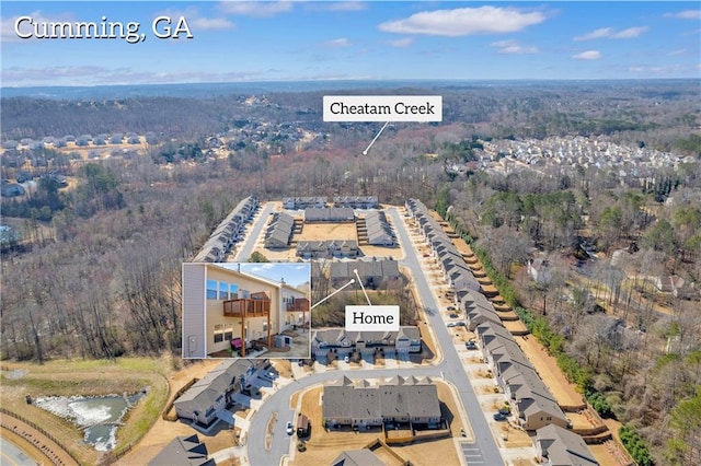 2735 Kimblewick Ct, Cumming, GA 30040 - bird's eye view with a wooded view