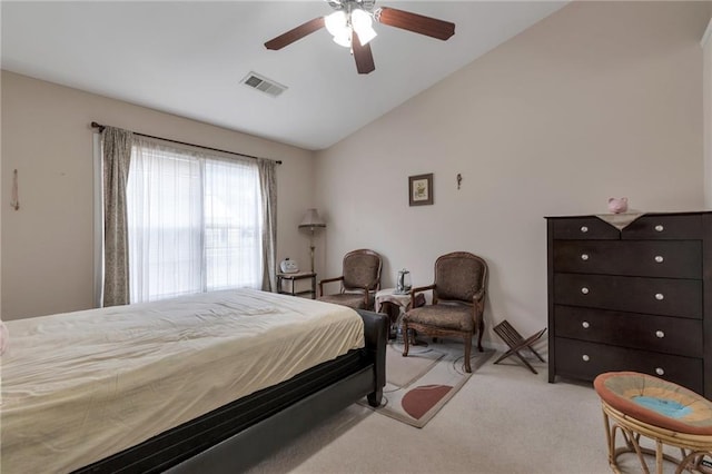 3829 Thayer Trce, Duluth, GA 30096 - bedroom with vaulted ceiling, light carpet, and ceiling fan