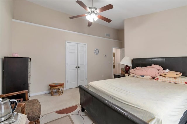 3829 Thayer Trce, Duluth, GA 30096 - bedroom featuring light colored carpet, a ceiling fan, and a closet
