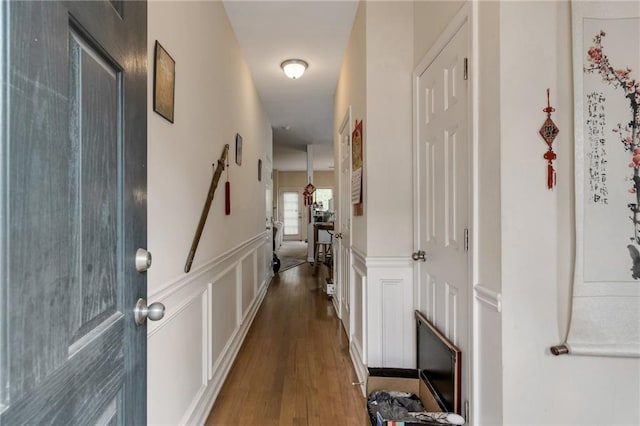 3829 Thayer Trce, Duluth, GA 30096 - hall with wood finished floors, a decorative wall, and a wainscoted wall