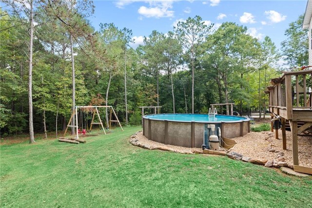 view of yard with a playground