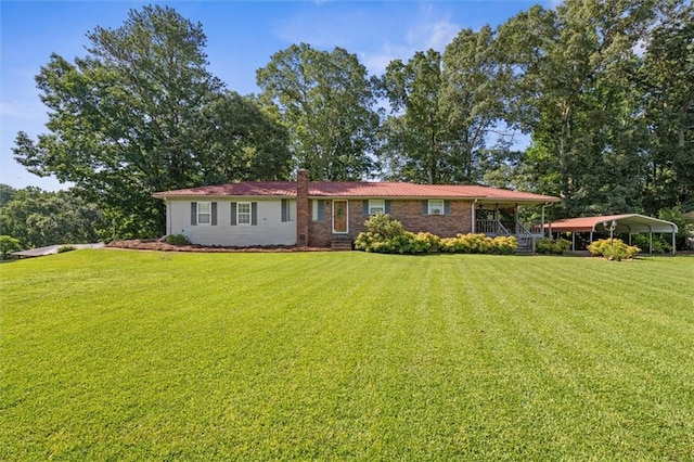 6674 Cowan Mill Rd, Winston, GA 30187 - single story home featuring a detached carport, a front lawn, and a chimney