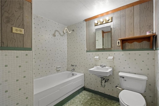 6674 Cowan Mill Rd, Winston, GA 30187 - bathroom featuring tile walls and bathtub / shower combination