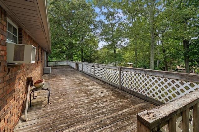 6674 Cowan Mill Rd, Winston, GA 30187 - wooden deck featuring view of wooded area and cooling unit