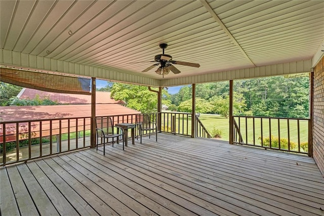 6674 Cowan Mill Rd, Winston, GA 30187 - wooden terrace with a ceiling fan