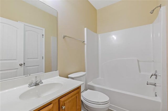 full bathroom with vanity, toilet, and shower / bath combination