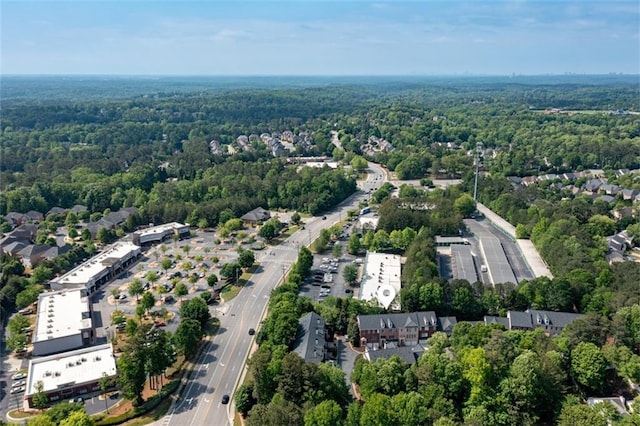 aerial view of a heavily wooded area