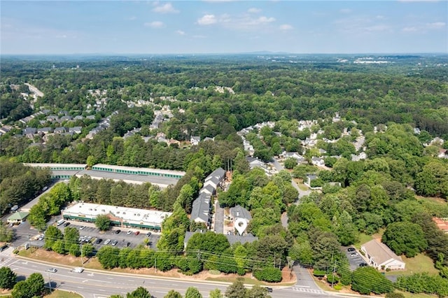 aerial view of a heavily wooded area