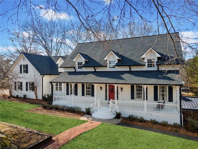 5422 Hill Rd SW, Powder Springs, GA 30127 - view of front of home featuring a porch, a front yard, and roof with shingles