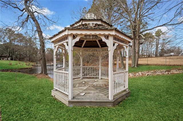 5422 Hill Rd SW, Powder Springs, GA 30127 - deck with a gazebo and a water view