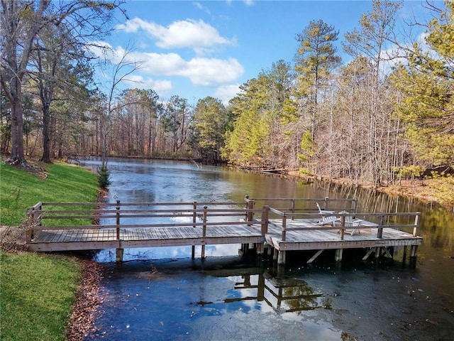 5422 Hill Rd SW, Powder Springs, GA 30127 - dock area with a water view and a forest view