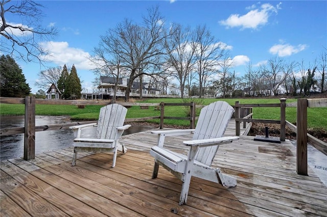 5422 Hill Rd SW, Powder Springs, GA 30127 - wooden deck featuring a lawn and a water view
