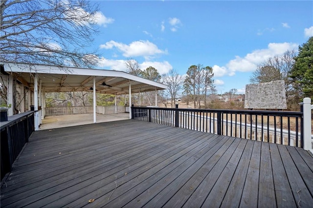 wooden deck featuring a patio area