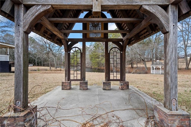 view of patio featuring a gazebo