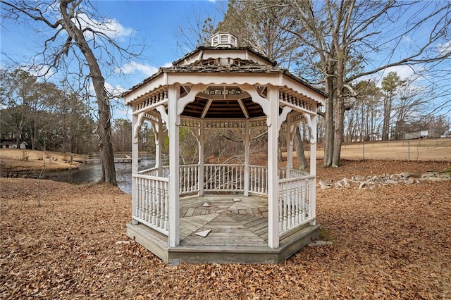 wooden terrace with a gazebo