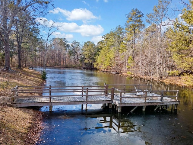 view of dock featuring a water view