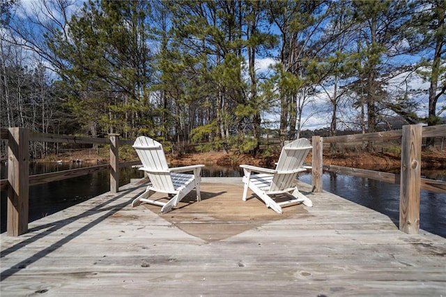 deck with a water view