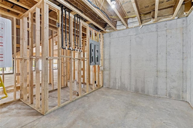 basement with electric panel