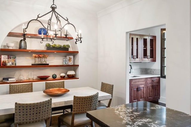 dining room with ornamental molding