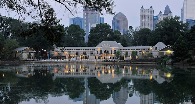 view of city with a water view