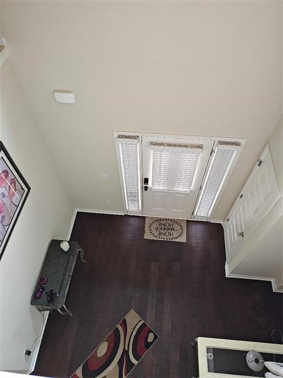 interior space with dark hardwood / wood-style flooring