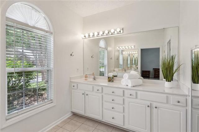 bathroom featuring vanity and tile patterned floors