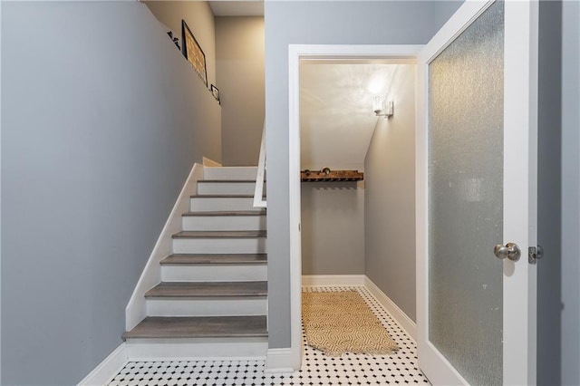 stairs with baseboards