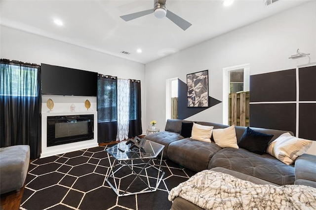 1463 Macklone St NE, Atlanta, GA 30307 - living area with recessed lighting and ceiling fan