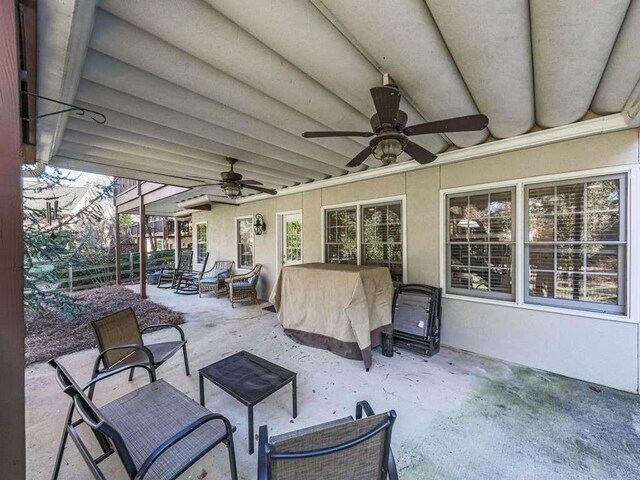 view of patio with ceiling fan