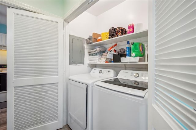 6500 Gaines Ferry Rd Unit E4, Flowery Branch, GA 30542 - washroom with electric panel and separate washer and dryer